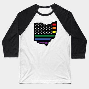 Rainbow Flag Ohio Flag Baseball T-Shirt